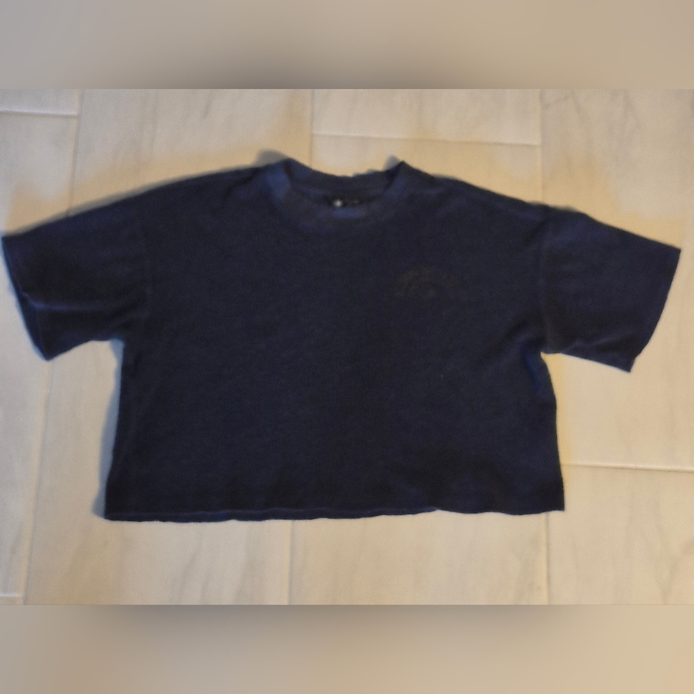 Volcom Thick Dark Blue Short Sleeve Crop Top T-shirt Womens Size US Small